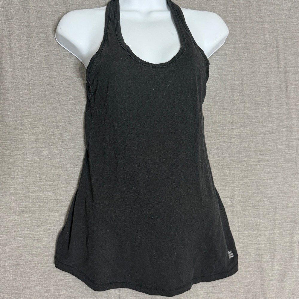 Victoria's Secret VSX Sport Black Mesh Back Racerback Tank Top XS Workout Gym